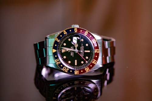 Rare 1958 Rolex GMT Master 6542 From VOGA museum Japan. Rare underline Gilt Dial