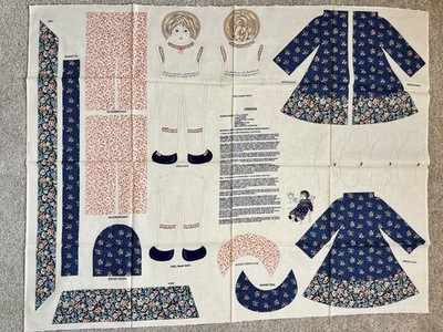 Vintage Virginia Doll 16  Pattern Sew Cloth Panel Wamsutta Victorian Blue Dress