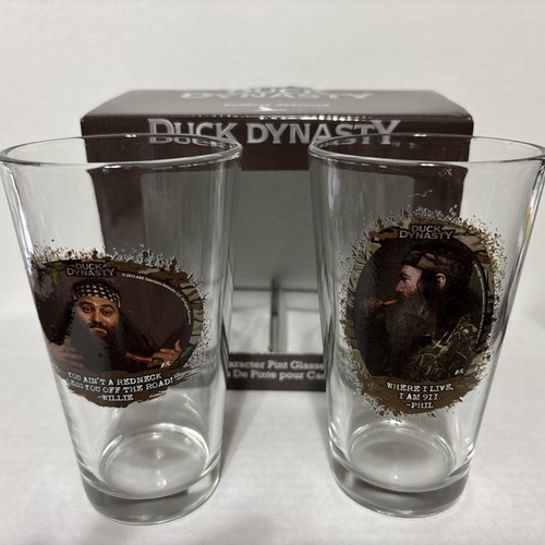 Duck Dynasty Character Pint Glasses Set of 2 Phil & Willie New!!!
