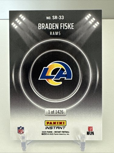 2024 2025 Panini Instant Spotlight Rookies In Hand Braden Fiske RC /1426 - Bild 2 von 2
