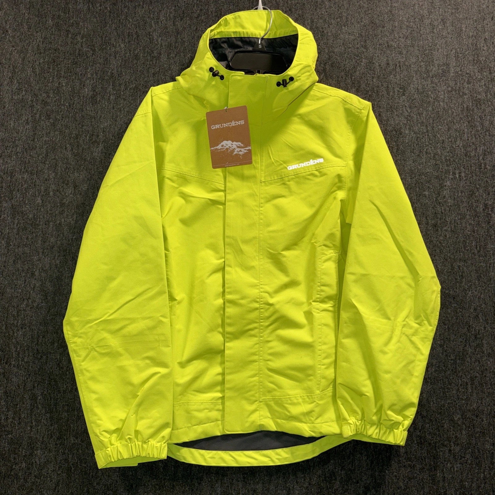 Grundens Small Men Full Share Waterproof Breathable Hooded Jacket Hi Vis Yellow