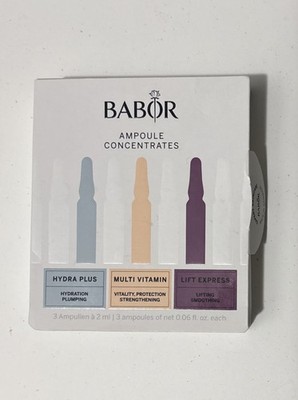 BABOUR AMPOULE CONCENTRATES 3 PIECE SET SAMPLE .06 OZ EACH SKIN LIFT PLUMP HYDRA