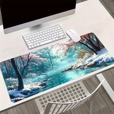 40 90cm Cherry Blossom Winter Scene Mouse Pad - Large Rectangular Desk Mat with