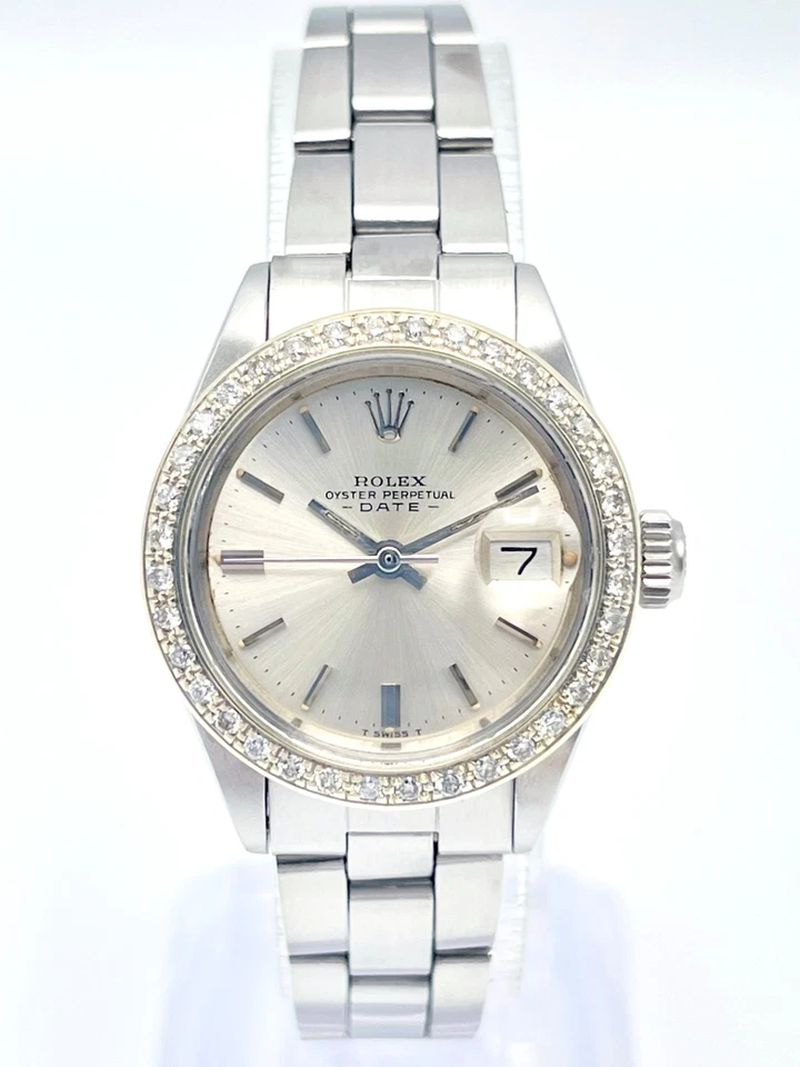 Rolex Datejust 26 mm 6916 esfera plateada y bisel de diamantes caja Oyster Foto 4 de 4