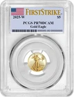 2025-W $5 1/10-oz Proof American Gold Eagle PCGS PR70DCAM FS Flag Label