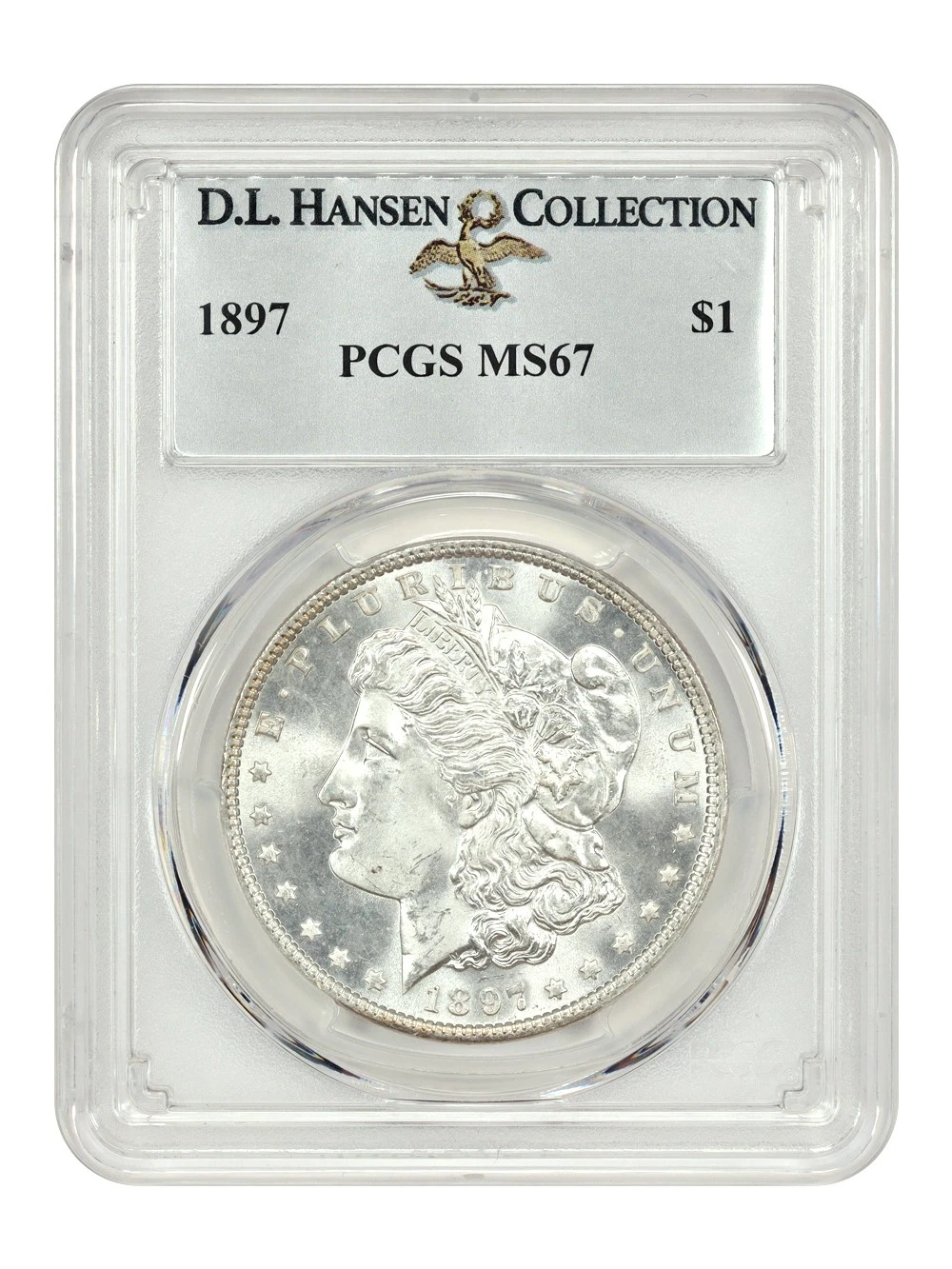 1897 $1 PCGS MS67 ex: D.L. Hansen - Morgan Dollar