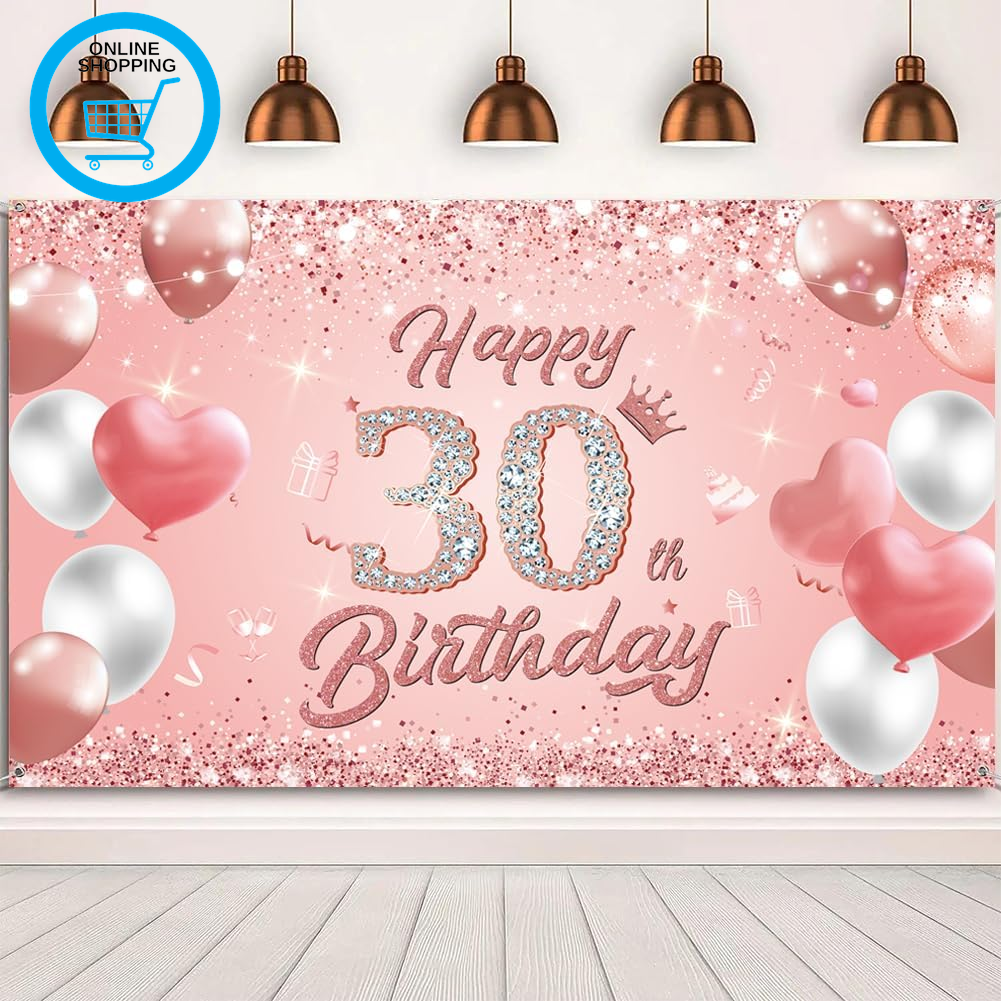 Happy 30Th Birthday Banner Rose Gold 1.1 X 1.8M Happy Birthday Banner Backdrop 3