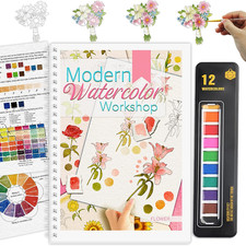 Watercolor Workbook, Watercolor Workbook Paint Book Beginner Friendly with 12 Pa