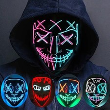 LED Purge Mask Glow in The Dark Cosplay Horror Halloween Party Costume Wireless