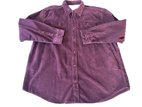 LL Bean Shirt Men XL Wine Lakewashed Corduroy Button Long Sleeve Outdoor NWT - Picture 3 of 15