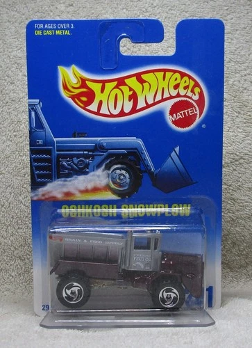 MOC & Sealed Mattel Hot Wheels OSHKOSH SNOWPLOW Purple Truck 1991 Cardback #201