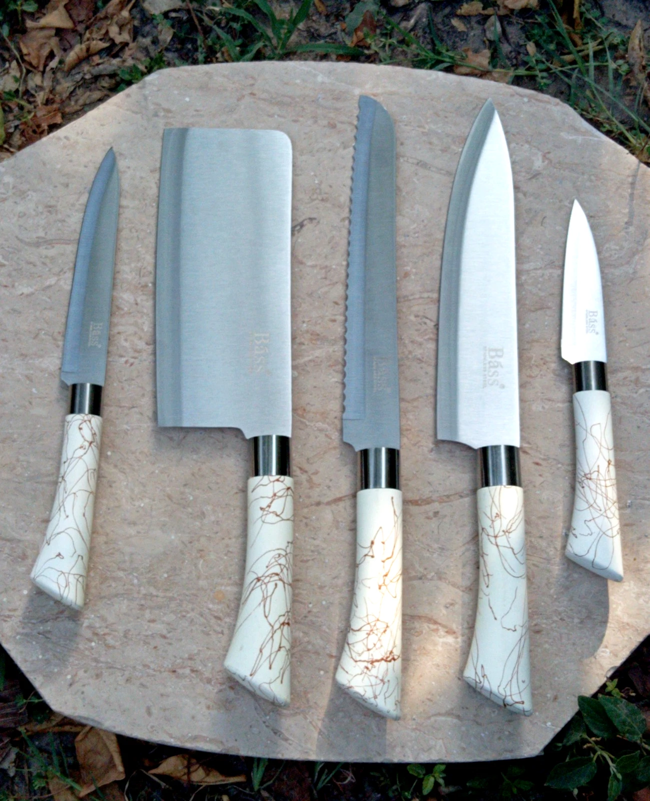 5 Pcs Stainless Steel Kitchen Knife Set Chef Cleaver Pairing Knives
