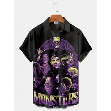 Men's Retro Horror Shirt 3D Print Classic Monsters Dracula Frankenstein Casual