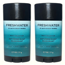 2 New Bath  Body Works FRESHWATER Mens Antiperspirant Deodorant 2.7 oz