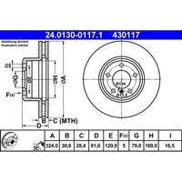Bremsscheibe ATE 24.0130-0117.1 (2 Stk.) FüR BMW 7Er