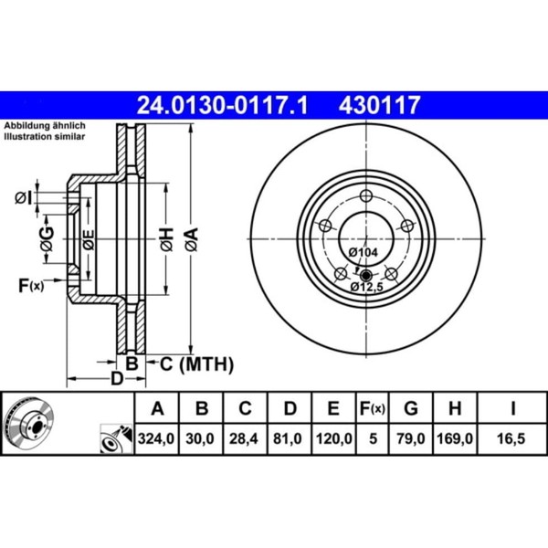 Bremsscheibe ATE 24.0130-0117.1 (2 Stk.) FüR BMW 7Er-image