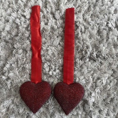 Vintage dunkelrot Perlen Herz hängend Ornament Wanddeko mit Band Valentinstag