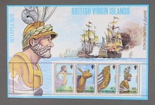 Feuille de figurines de navire Mayfairstamps îles Vierges britanniques 1975 cca_93633
