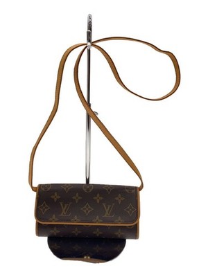 LOUIS VUITTON Pochette Twin PM Monogram Canvas BRW PVC BRW