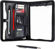 Padfolio for Men Women, Leather Portfolio with Zipper Professional