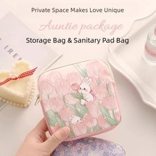 Privacy Protections Sanitary Napkin Organizer Cartoon Design PU Waterproof Bag