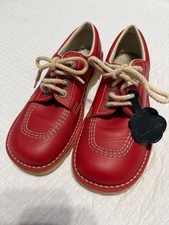 Kickers Red Leather Lace Up Shoes Made in France 22 cm Insole Size Unknown
