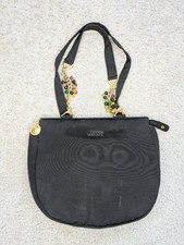 Gianni Versace Borsa a Spalla Vintage Nero Tessuto Costine Catena Medusa