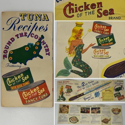 Chicken of the Sea TUNA RECIPE BOOKLET pamphlet MERMAID 50s VTG Knife Order Form