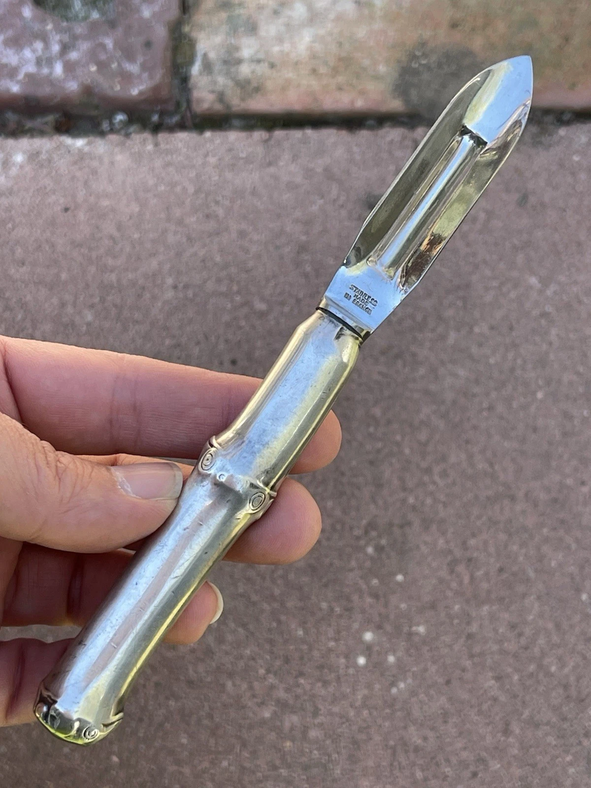 Vintage Silverplated 15G Bamboo Vegetable Potato Zest Peeler Made in France