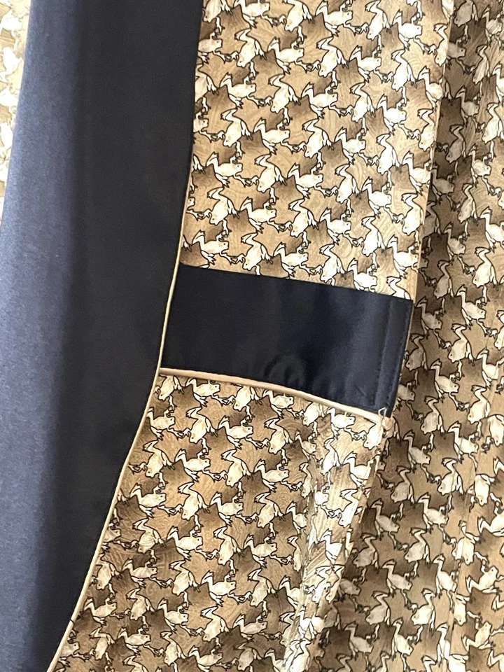 Bata larga de Murano vintage 100 % seda para hombre con estampado de rana talla única Foto 3 de 4