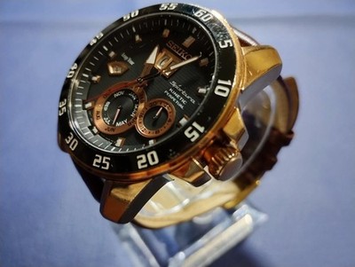 ♦SEIKO スポーチュラ パーペチュアル キネティック ♦7D48-0AK0♦ Seiko Sportura Perpetual Kinetic 7D48-0AK0 Men's Watch Black Gold