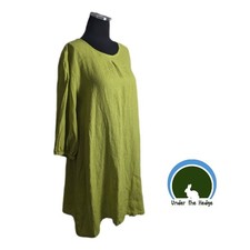 Vestido túnica de lino Bryn Walker Chartreuse talla mediana Lagenlook minimalista
