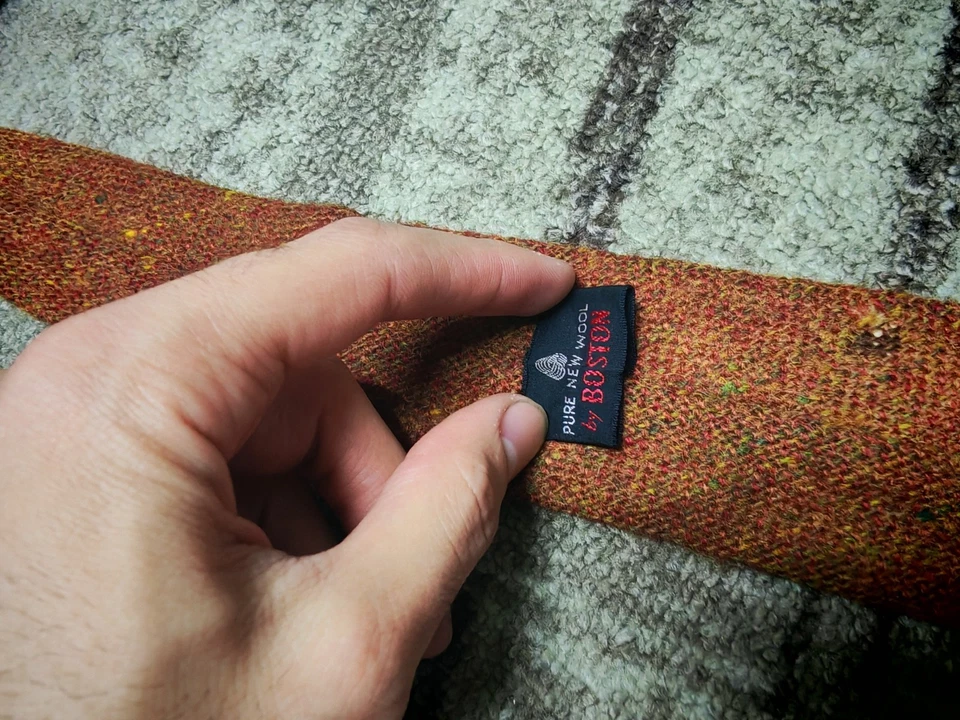 Gravata de pescoço vintage Boston clássica 100% lã pura tecida à mão tweed camuflagem retrô - Imagem 2 de 4
