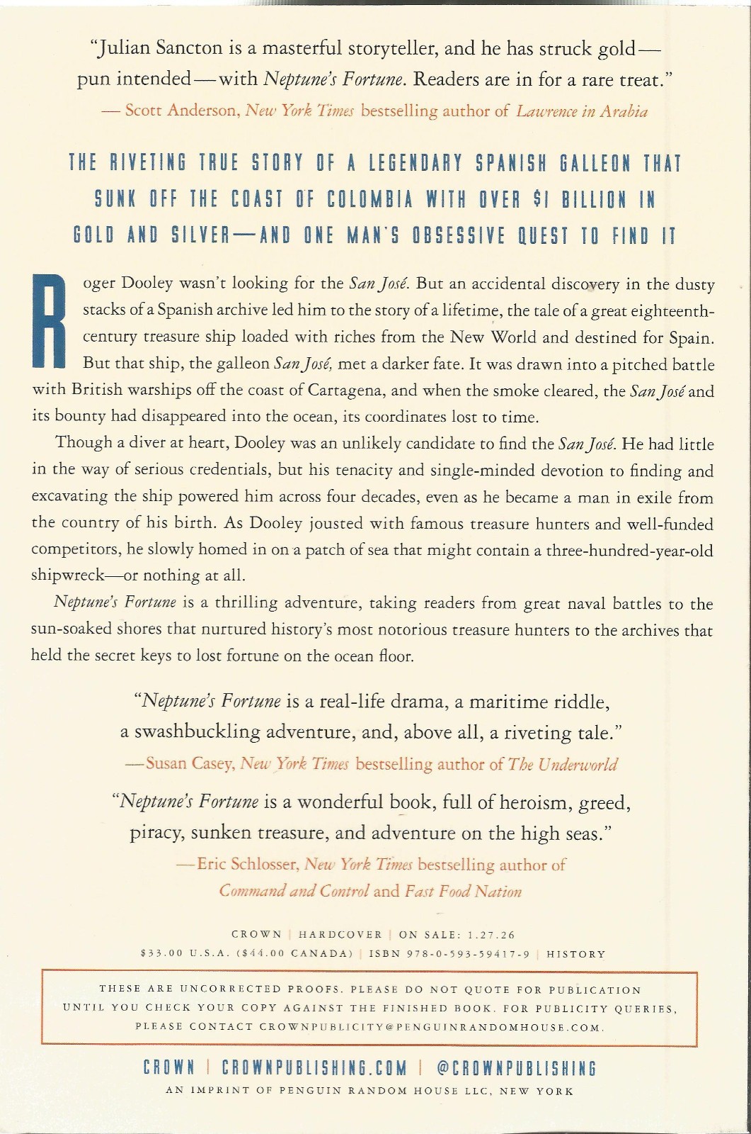 NEPTUNE'S FORTUNE: THE BILLION-DOLLAR SHIPWRECK . . . ARC JAN. 2026 TRADE PB