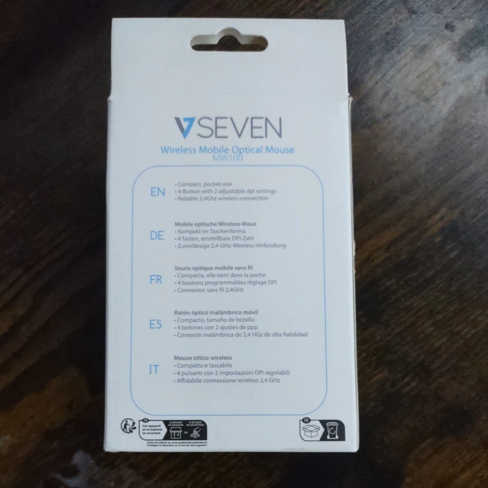 V7 MW100-1E Wireless Optical Mouse with 4 Buttons and Adjustable DPI - Black - Image 3 of 4