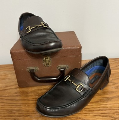 Men s Vince Camuto Dark Brown Leather Corwin Loafers Sz 13M Bit Detail