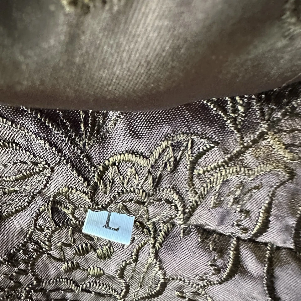 Chaleco Littlewood Milano Mujer Piel Marrón Borde a Rayas Cierre Palanca Italia L Foto 4 de 4