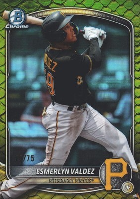 2025 Topps Bowman Draft Chrome Yellow Reptilian /75 Esmerlyn Valdez #BDC-110 Pit