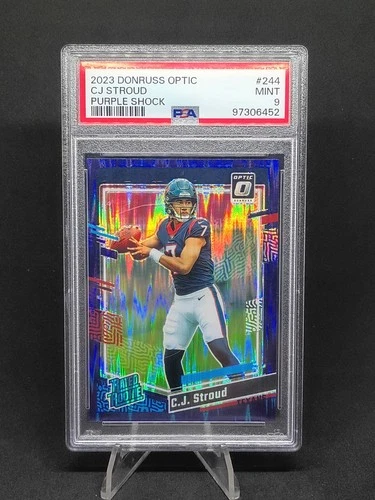 CJ Stroud 2023 PANINI DONRUSS OPTIC PURPLE SHOCK #244 ROOKIE RC PSA 9