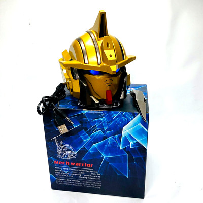 Warrior Mecha Head Helmet BT MP3 FM Radio Portable Speaker Gold & Silver Colors