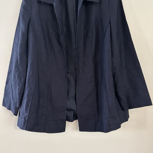 Jessica London Blazer Linen Blend Womens Sz 14 Blue Lightweight Padded Shoulder - Bild 3 von 11