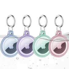 4 Pack Waterproof Case Holder for AirTag with Keychain, Full Body Air Tag