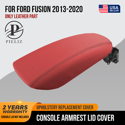 Black PU Leather Console Lid Cover For Ford Fusion 2013-2020 - Armrest Pull Over