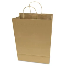 Consolidated Stamp Premium Shopping Bag, 12" x 17", Brown Kraft, 50/Box