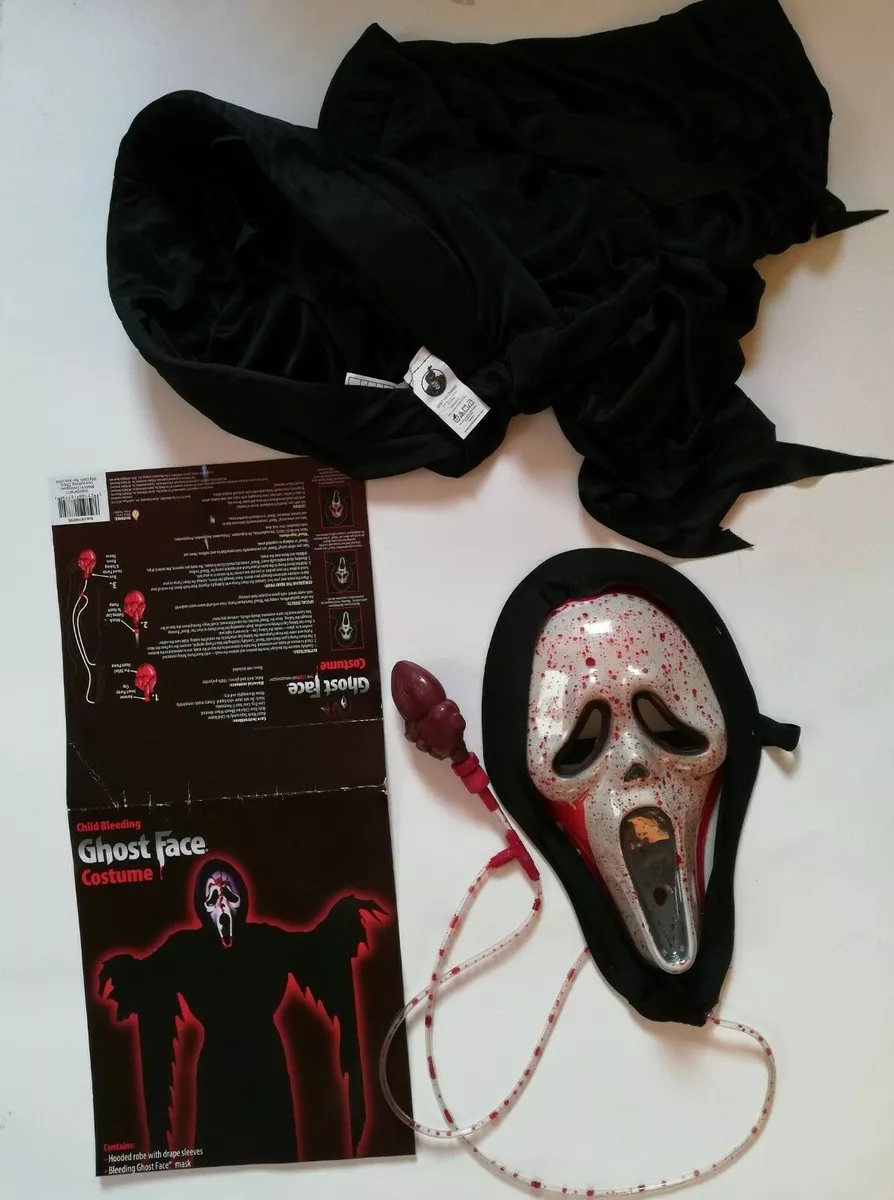 Scary Ghost Face Scream Mask Halloween Party Dress with Hood