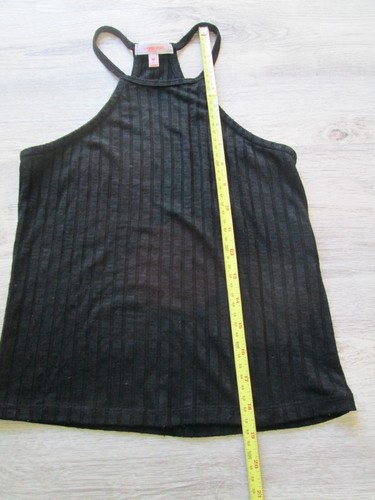 ❤ Sugar Rain girls black cami shirt tops M ribbed material 7 8 10 - Picture 2 of 22