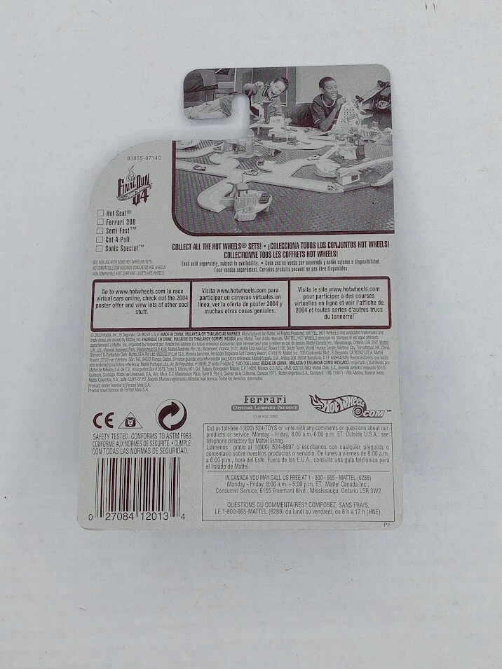 2004 Hot Wheels #134 Final Run 2/5 FERRARI 308 Blue w/Chrome 10 Spoke Wheels - Image 3 of 3