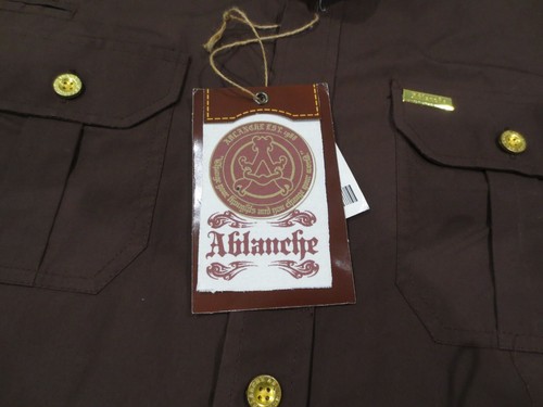 ☆ NEW NWT ABLANCHE Brown Long Sleeve Button Up Sz Medium DRESS SHIRT CLASSY L/S - Picture 5 of 14