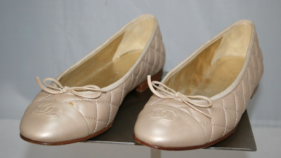 Chanel Ballerina Ballet Flats Italy Bow G26250 Gold Quilted