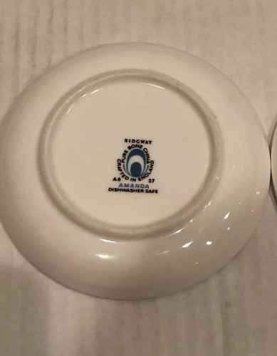 2 Matching Ridgway Butter Pat Dishes AMANDA A6 27 Blue Purple And Green Floral - Picture 5 of 12